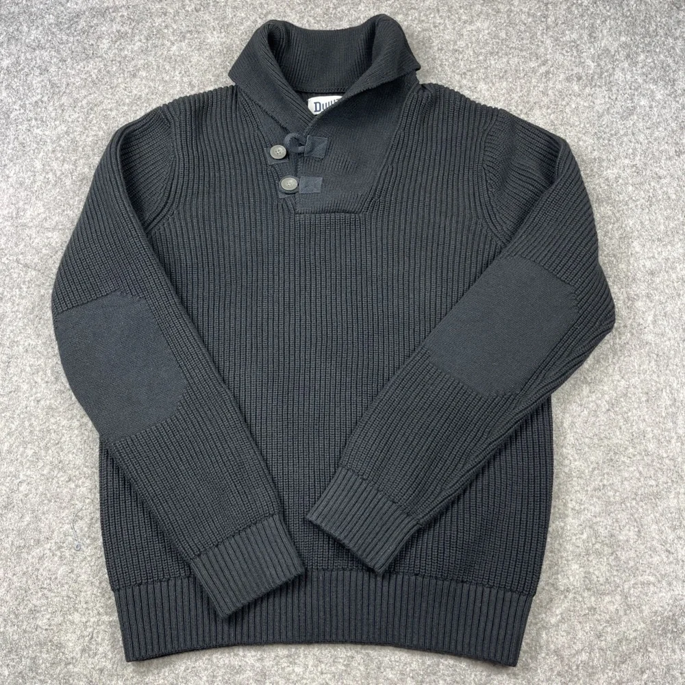 Duluth Brigadier Shawl Collar Sweater Mens Medium Blue Heavy Chunky Outdoor